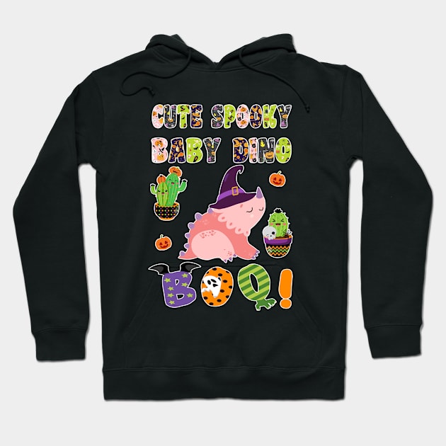 Cute Spooky Baby Dino Halloween Boo No. 4 Hoodie by madrigenum